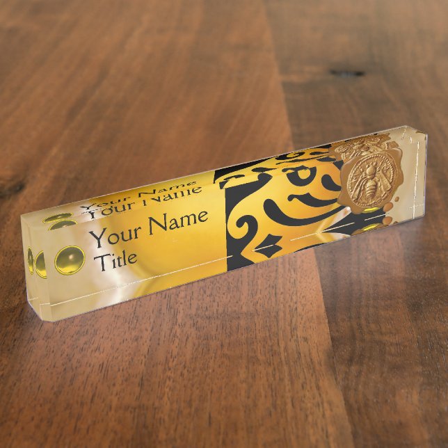 HONEY BEE,BEEKEPER, BEEKEEPING Brown Wax Seal Nameplate (Side)