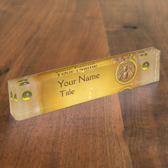HONEY BEE,BEEKEPER, BEEKEEPING SUPPLIES Yellow Gem Nameplate (Side)