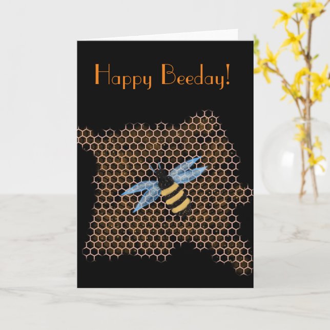 Honey Bee Birthday  Card (Yellow Flower)