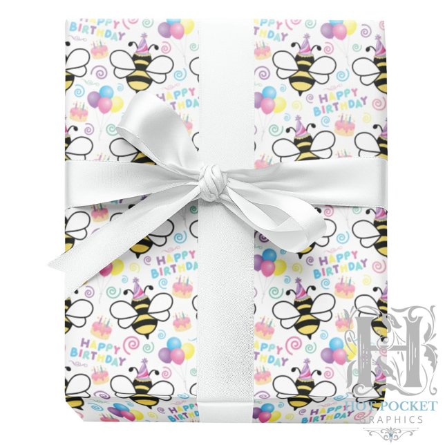 Honey Bee Birthday Wrapping Paper (Creator Uploaded)