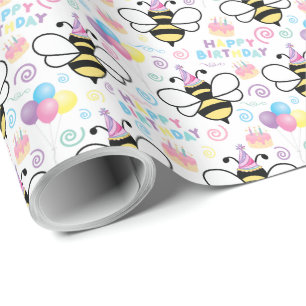 Honey Bee Birthday Wrapping Paper