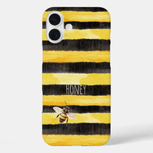 Honey Bee Black Gold Yellow   iPhone 16 Plus Case
