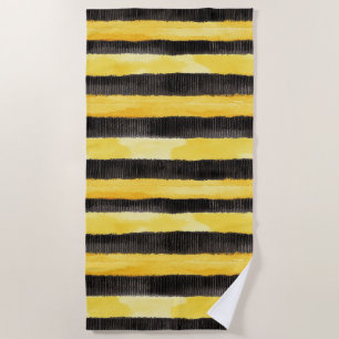 Honey Bee Black Gold Yellow Christmas Beach Towel