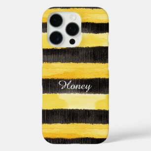 Honey Bee Black Gold Yellow Christmas iPhone 16 Pro Case