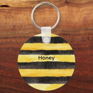 Honey Bee Black Gold Yellow Christmas Key Ring