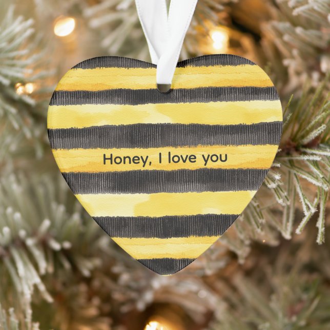 Honey Bee Black Gold Yellow Christmas Ornament (Tree)