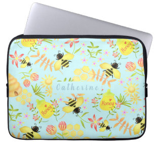 Honey Bee Blue Electronics Bag