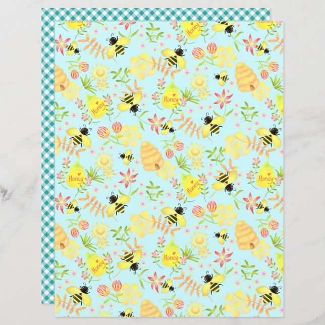 Honey Bee Blue Gingham (Front/Back)