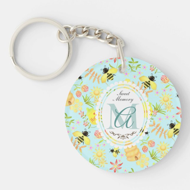 Honey Bee Blue Key Ring (Front)