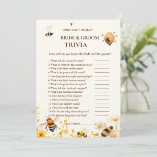 Honey Bee Book bride & Groom Trivia Game Card