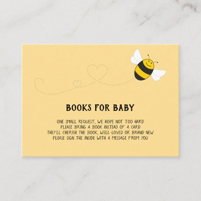 Honey Bee Books for Baby Shower Invitation Insert  (Front)