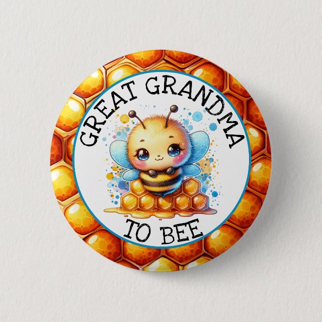 Honey bee Boy's Baby Shower Great Grandma to be 6 Cm Round Badge (Front)
