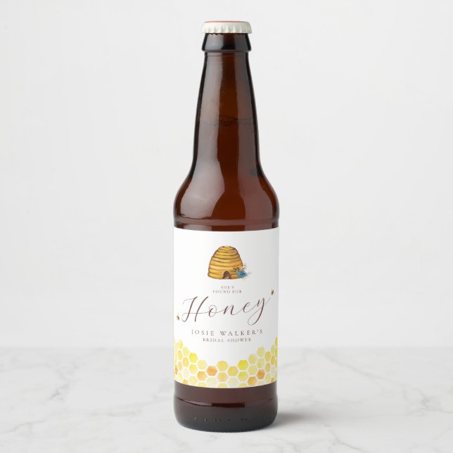 Honey Bee Bridal Shower Beer Bottle Label (Front)
