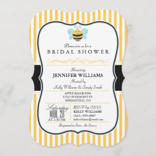 Honey Bee Bridal Shower Invite; Yellow Stripes Invitation