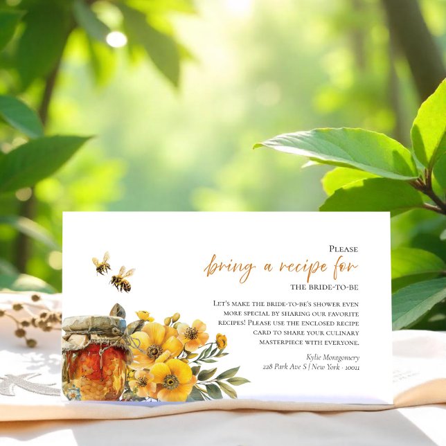 Honey & Bee Bridal Shower Recipe Request Card (Creator Uploaded)