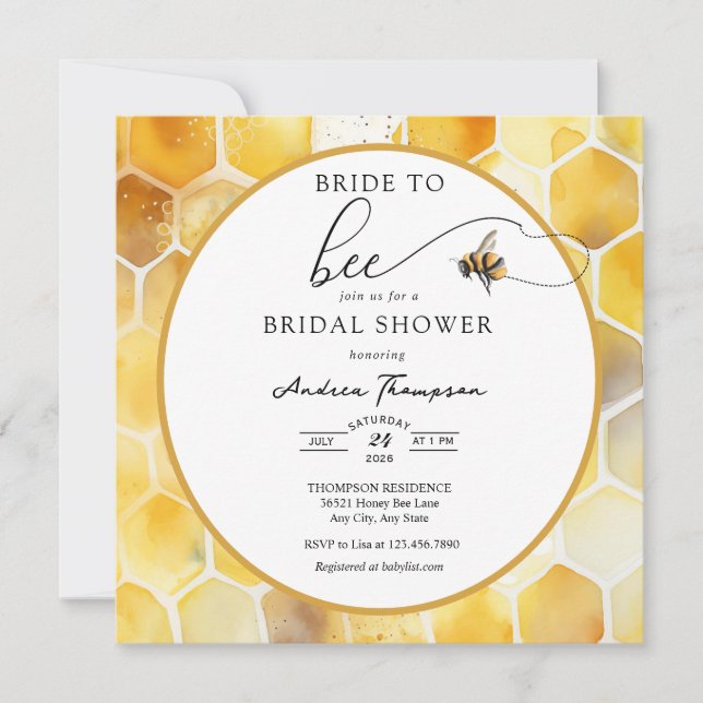 Honey Bee |  Bride To Be Bridal Shower Invitation (Front)