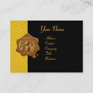 HONEY BEE BROWN WAX SEAL / Cupid the Honey Thief Business Card