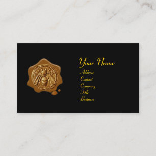 HONEY BEE BROWN WAX SEAL / Cupid the Honey Thief Business Card