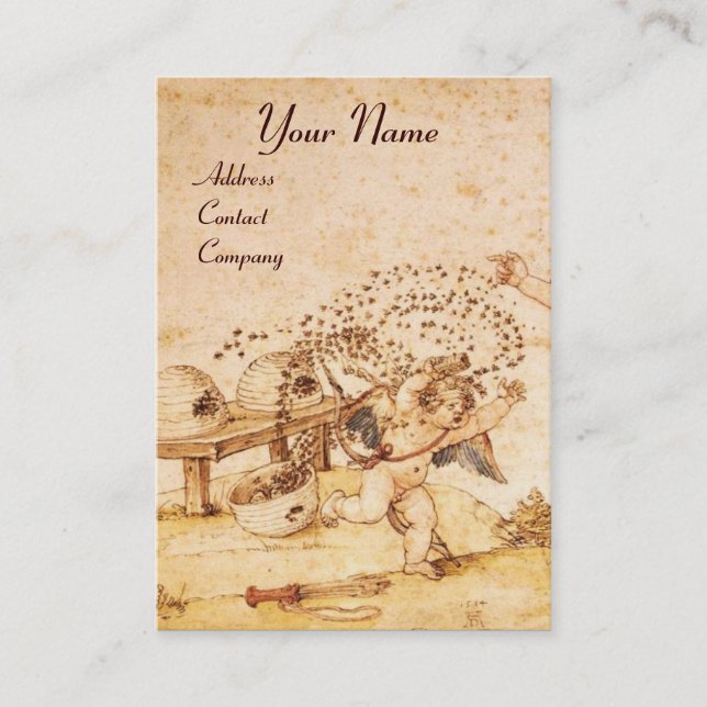 HONEY BEE BROWN WAX SEAL / Cupid the Honey Thief Business Card (Front)