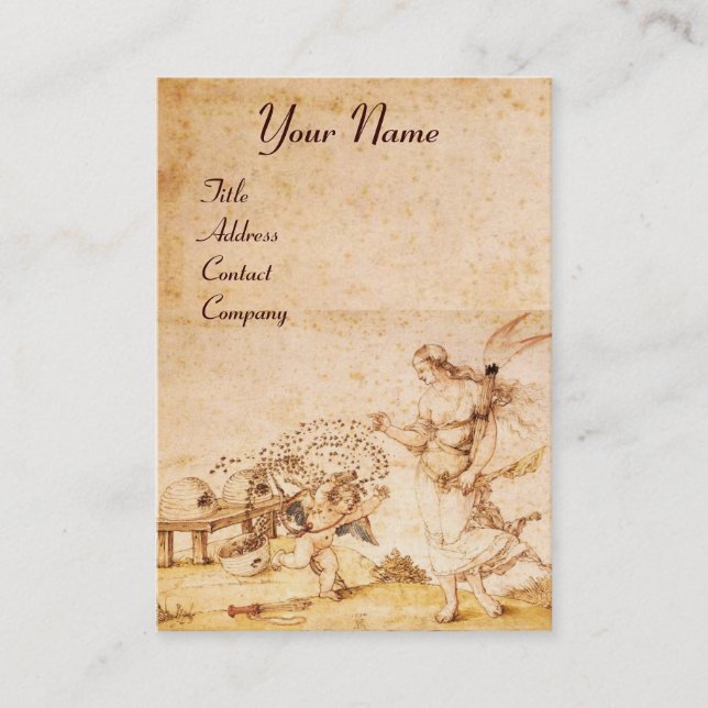 HONEY BEE BROWN WAX SEAL / Cupid the Honey Thief Business Card (Front)