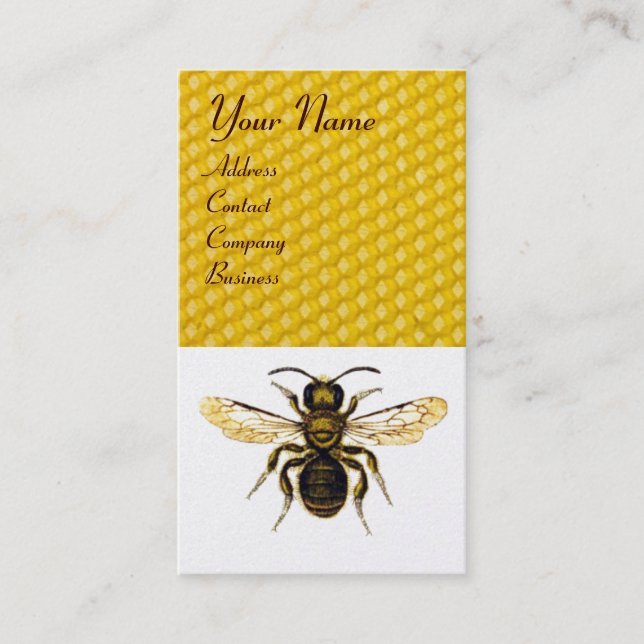 HONEY BEE BROWN WAX SEAL MONOGRAM ,BEEKEEPER BUSINESS CARD (Front)