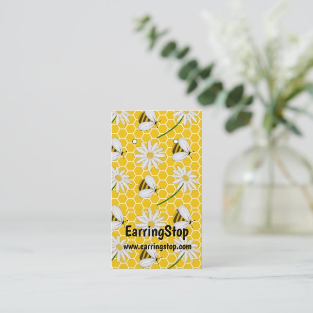 Honey Bee, Bumble Bees Pattern Earring Cards (Standing Front)