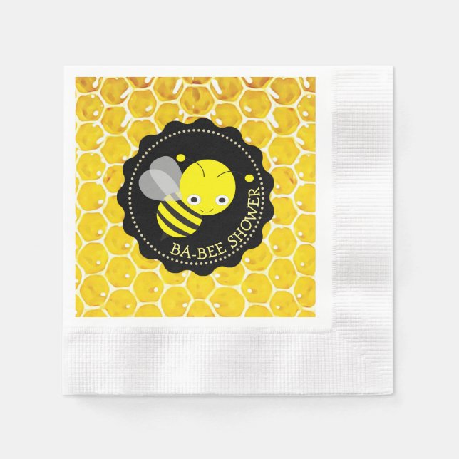 Honey Bee Bumblebee Themed Babee Shower Napkins (Front)
