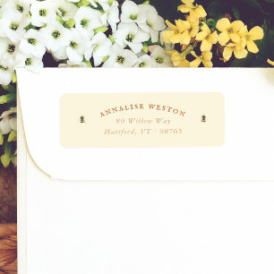 Honey Bee Butter Yellow Vintage Return Address