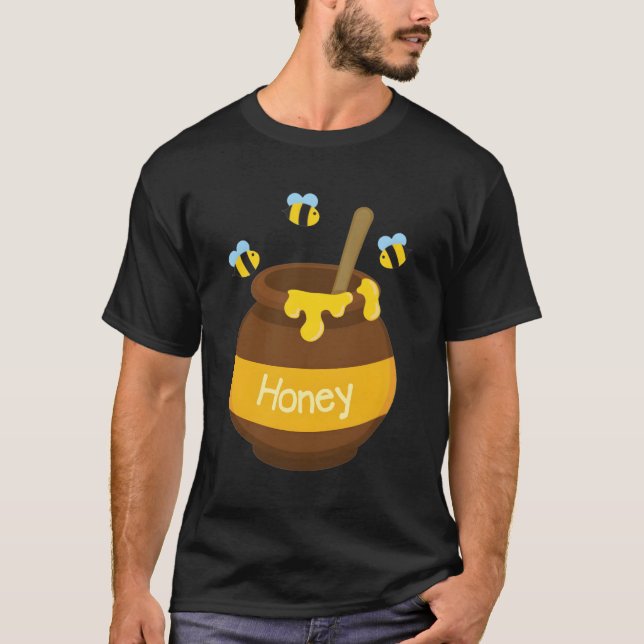 Honey Bee Buzzing Beehive Pot Flying Beekeeg T-Shirt (Front)