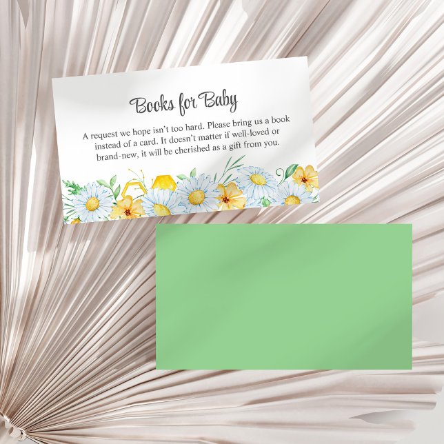 Honey Bee Chamomile Baby Shower Books for Baby Enclosure Card (Honey Bee Chamomile Baby Shower Books for Baby Enclosure Card on a white dry palm leaf.)