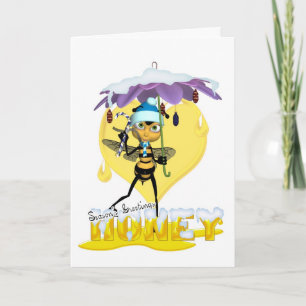 Honey Bee Christmas Card - Cute Honey Bee