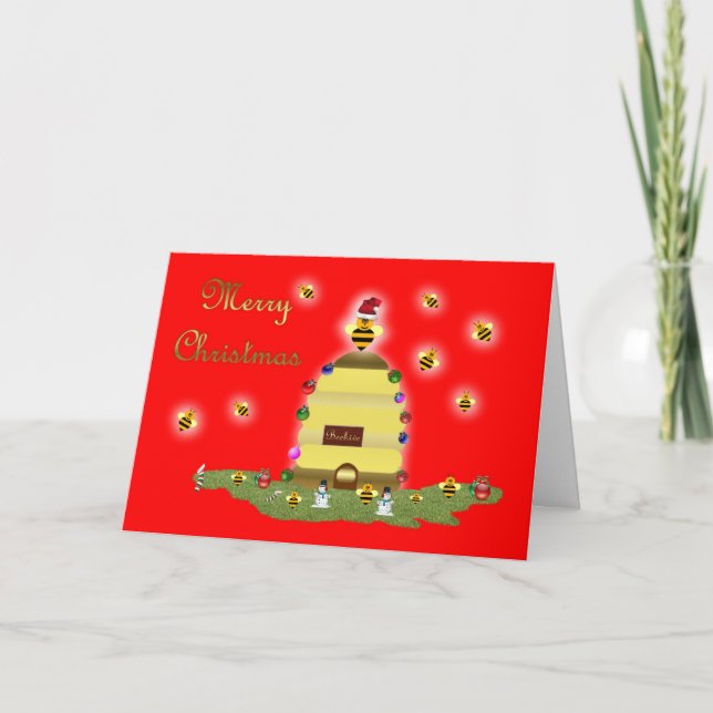 Honey bee Christmas card Italian honey bee apiary (Front)