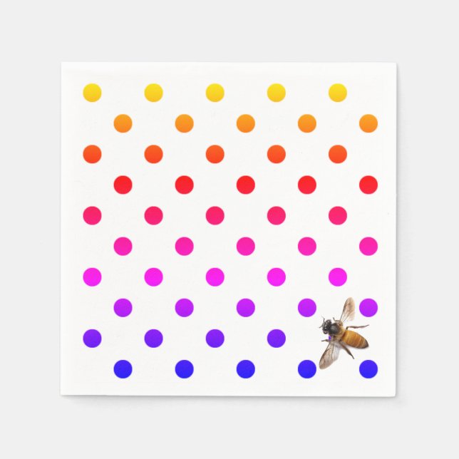 Honey Bee | colourful  polka-dot pattern Napkin (Front)