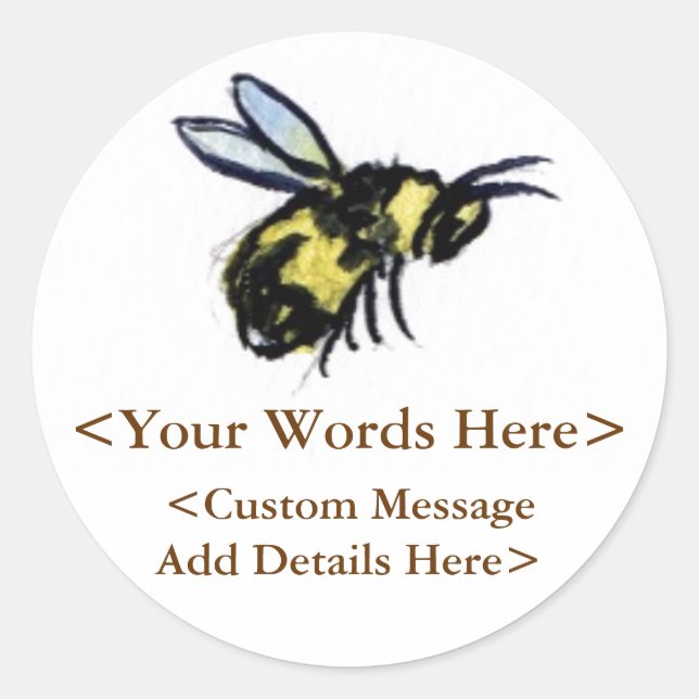 Honey Bee Custom Design Sticker Labels or Decals (Front)