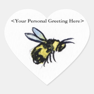 Honey Bee Custom Insect Art Decal Heart Stickers