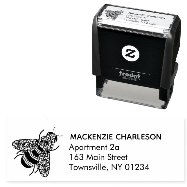Honey Bee Custom Name & Address Self-inking Stamp (Honey Bee Personalized name and address self inking stamp)
