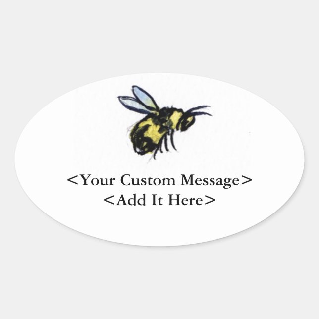 Honey Bee Customised Insect Art Oval Bug Stickers (Front)