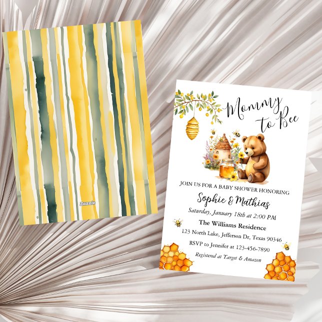 Honey Bee Cute Bear Baby Shower Invitation (Creator Uploaded)