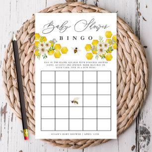 Honey Bee & Daisy Baby Bingo Paper Bingo Card