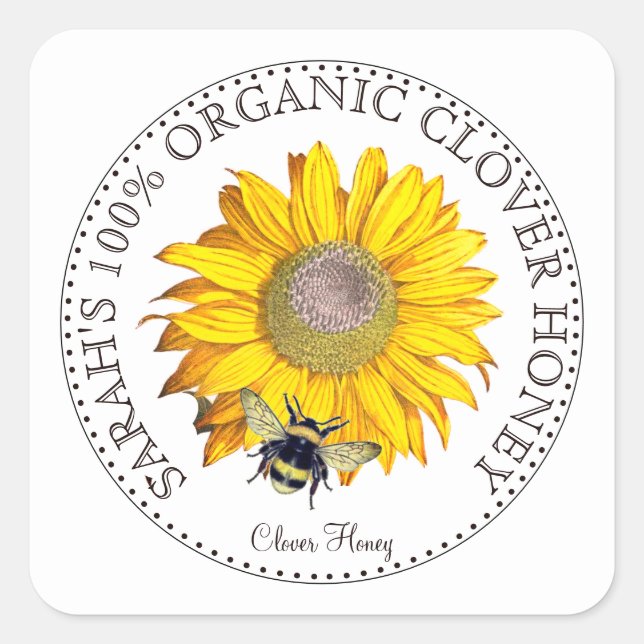 Honey Bee Daisy Honey Jar Label (Front)