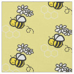 Bee hive. Yellow honey bumblebee insect. Honeycomb Fabric