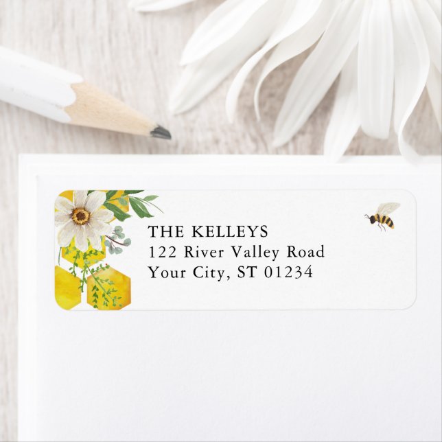 Honey Bee & Daisy Return Address Label (Insitu)