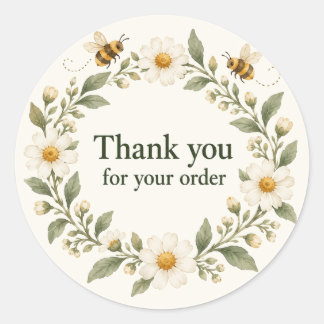 Honey Bee Daisy Thank You for Your Order Classic Round Sticker