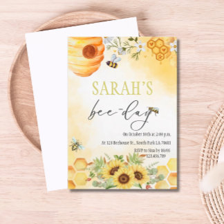 Honey Bee-Day Themed Birthday Party Invitation