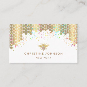 honey bee design faux glitter business card
