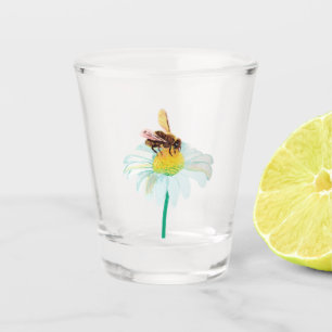 Honey Bee Drinking Nectar from the Flower  Shot Glass