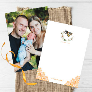 Honey Bee Elegant Baby Shower Thank You Card   Bum