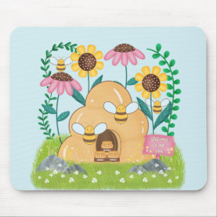 Honey Bee Family Mouse Mat
