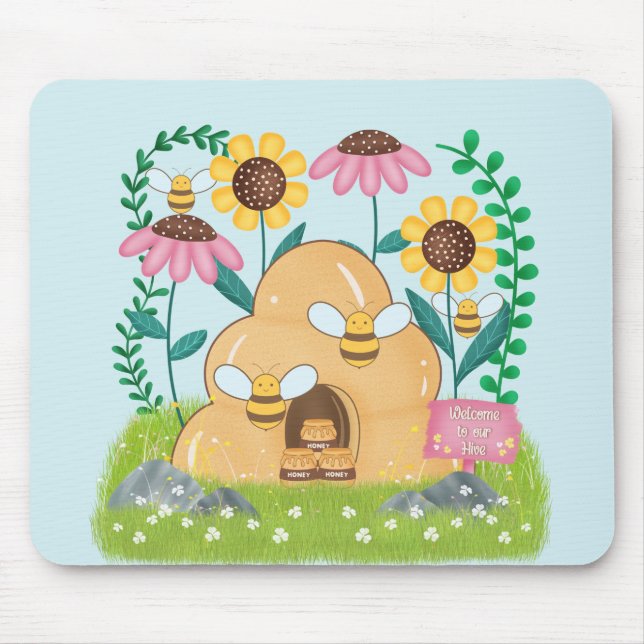 Honey Bee Family Mouse Mat (Front)