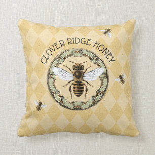 Honey Bee Farm Beekeeper Label 2 Cushion